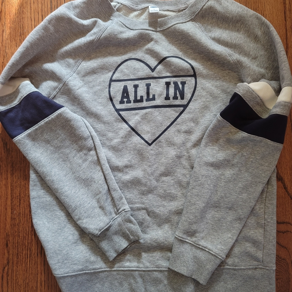 Old Navy Gray 'All In' Heart Sweatshirt